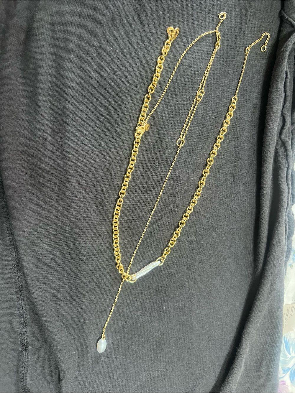 Madewell mother of pearl double necklace